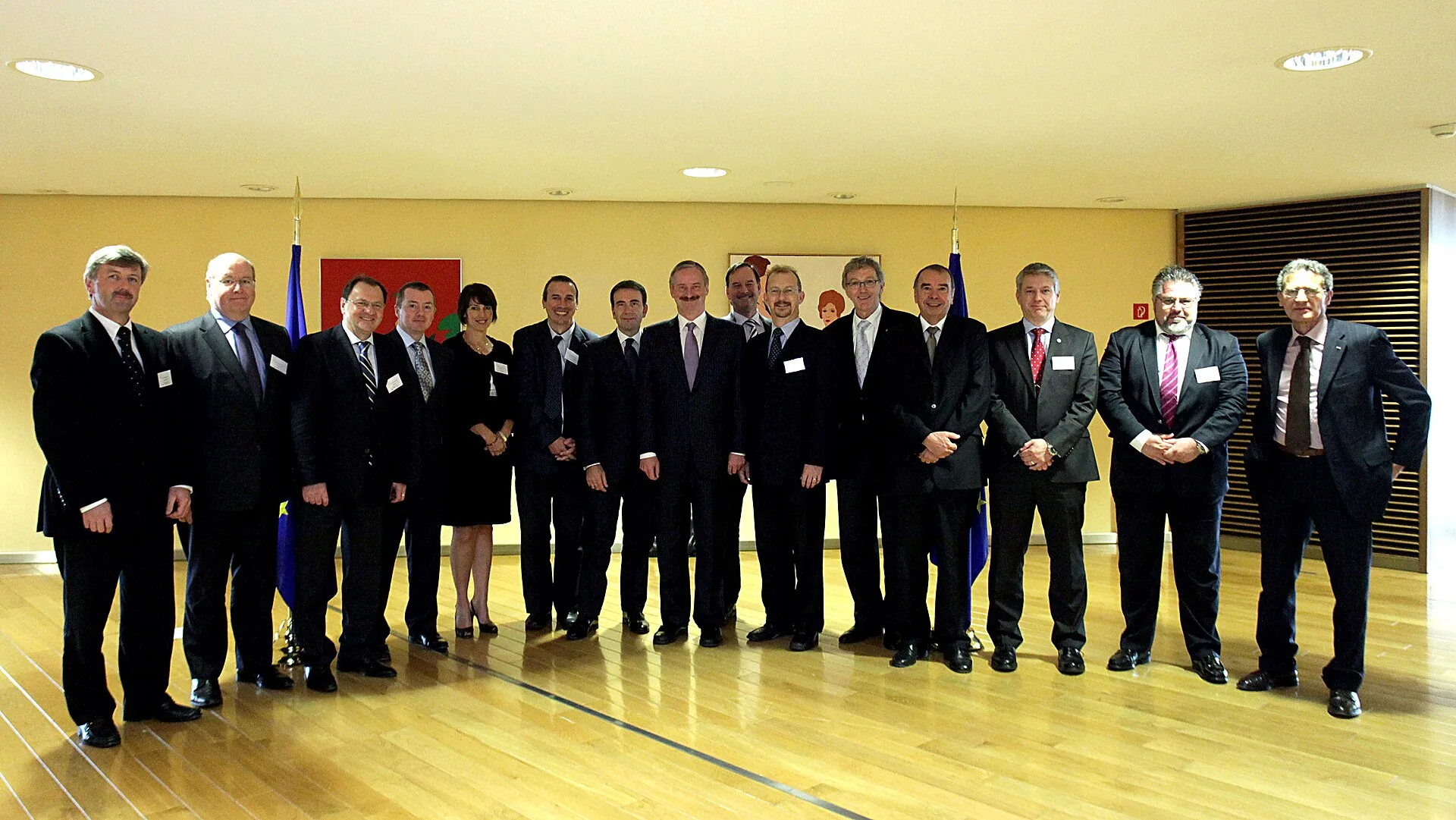Group photo of the Members of the Aviation Platform: Daniel Weder, CEO of Skyguide Swiss Air Navigation Services, Niky Terzakis, Director-General of the TNT Airways, Rein Loik, Chairman of the Management Board of Tallinn Airport, Willie Walsh, CEO of British Airways and Chairman in office of the Pre